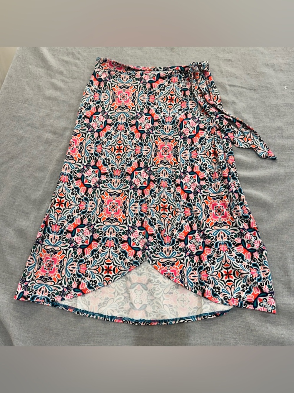High-Low Wrap A-line Skirt with Tie Cottagecore Preppy Size S
